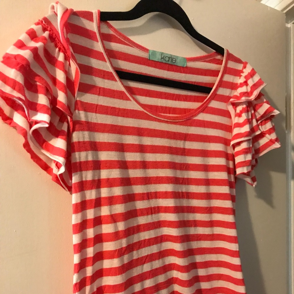 Flirty Orange & White Striped Shirt